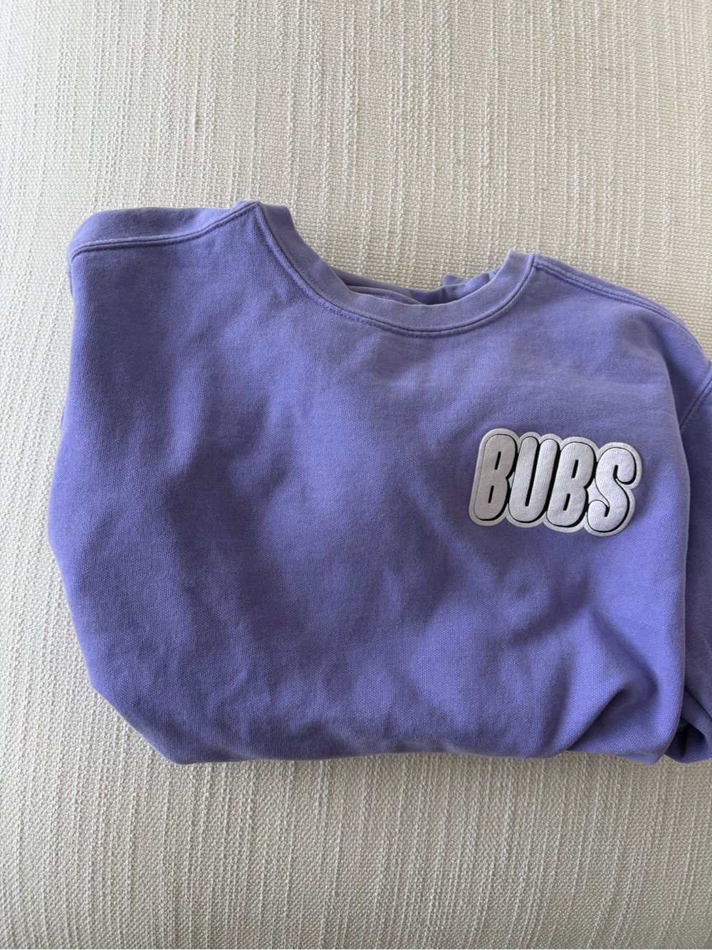 Purple 'BUBS' Graphic Crewneck Sweatshirt size S